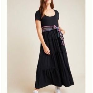 Maxi, tiered, black dress